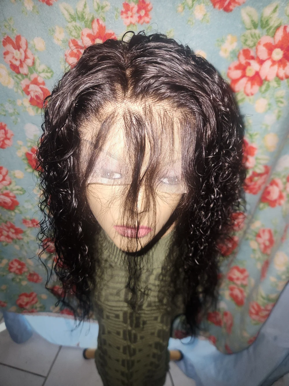Natural Long Curly Lace Front Wig - Human Hair